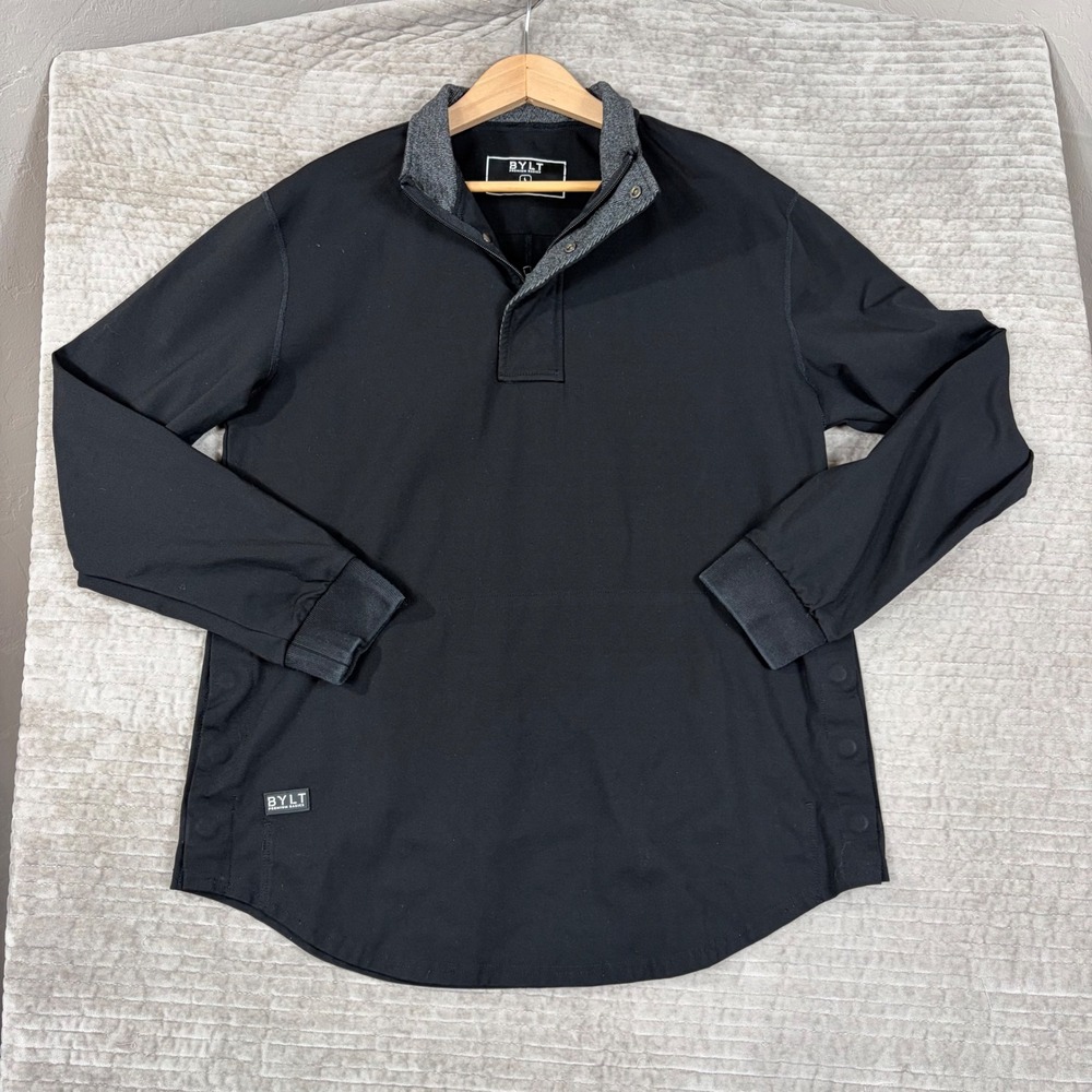 BYLT Premium Basics Mens Elite Fairway Pullover Black Quarter Snap Large